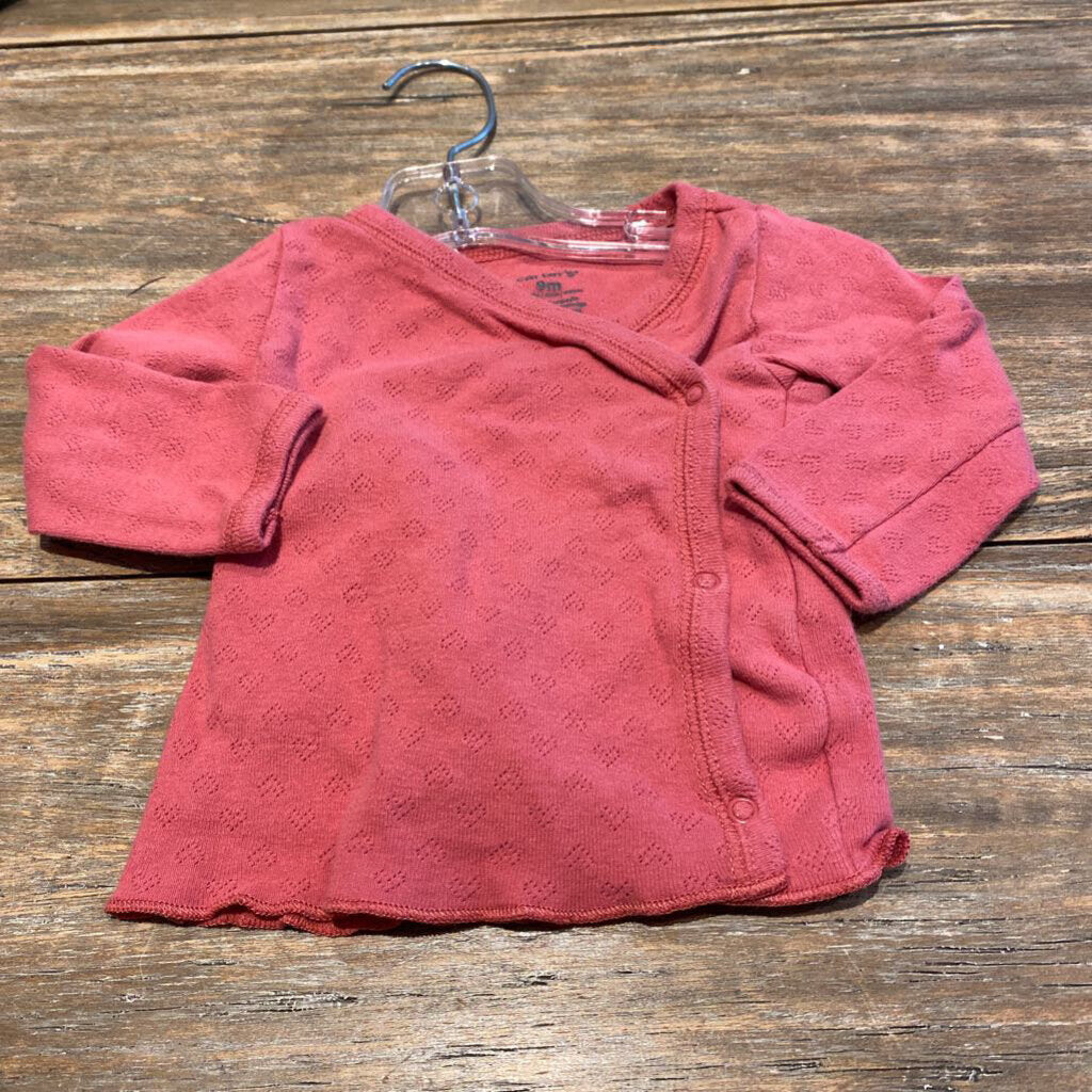 Carters pink eyelet hearts button up cardigan 9m