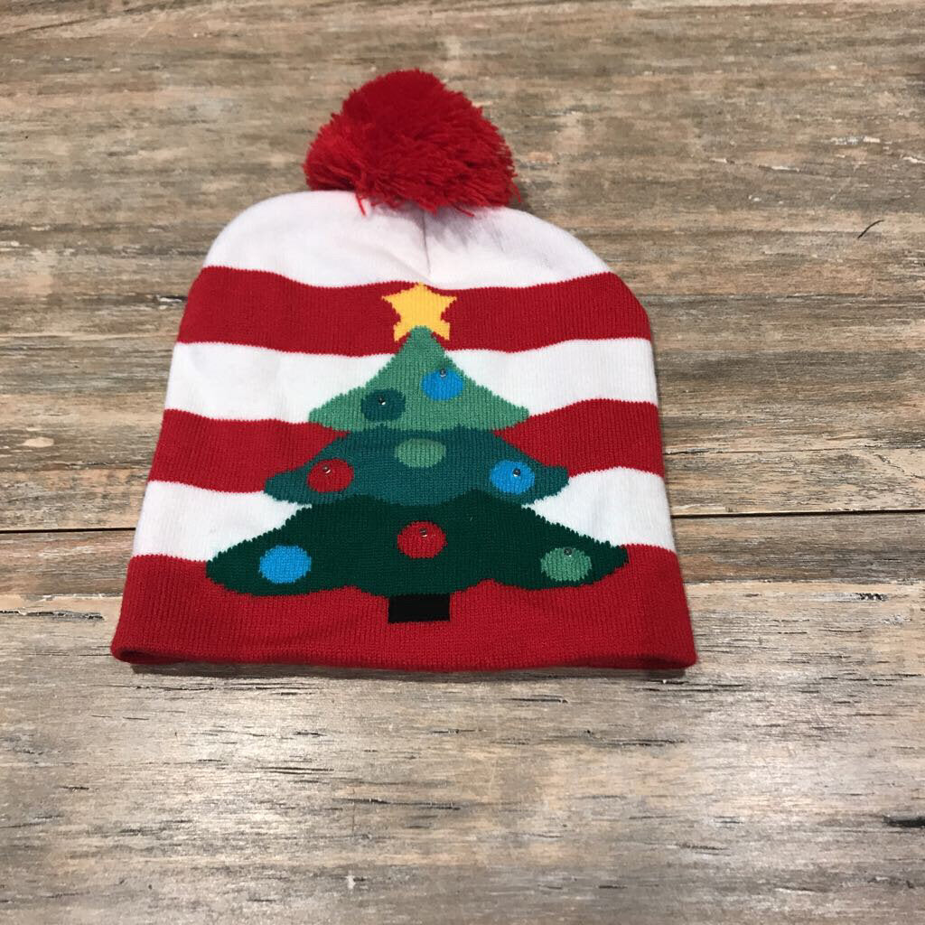 Christmas tree hat with pom pom 4-6Y (needs battery)