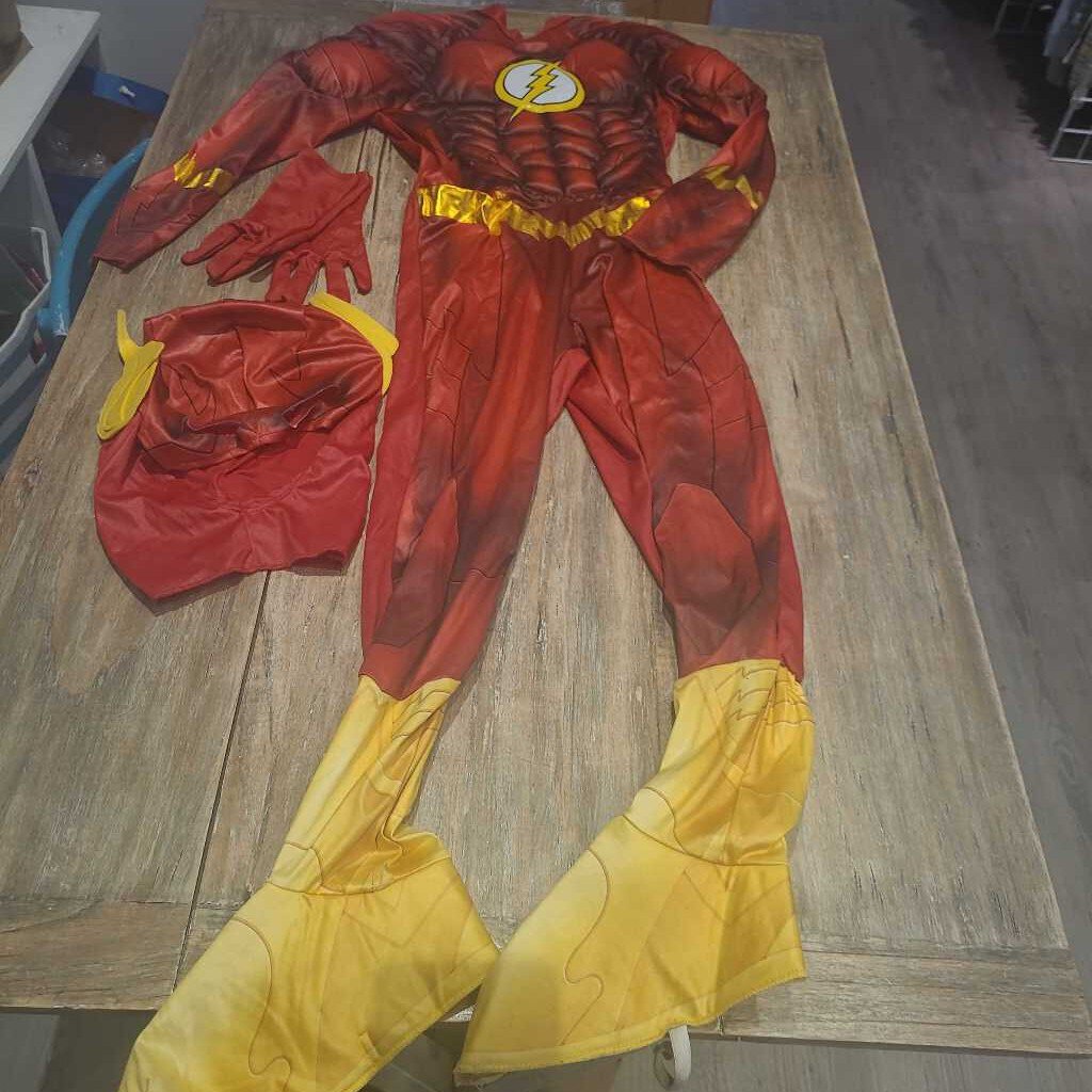 DC Comics The Flash Red/Yellow Padded Jumpsuit with Mask/Gloves/Boot Covers Costume 6-8Y