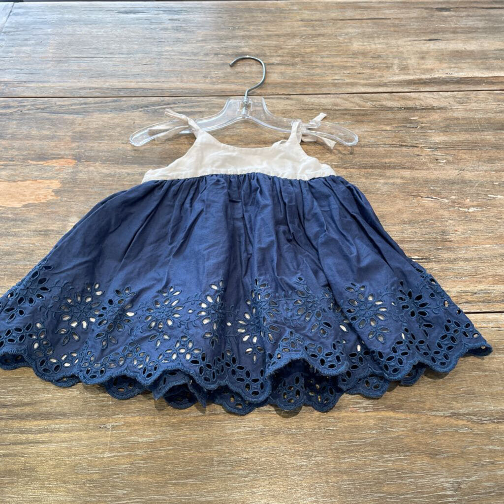 Gap Cream blu/skirt strap smock Cotton Dresses 3-6m