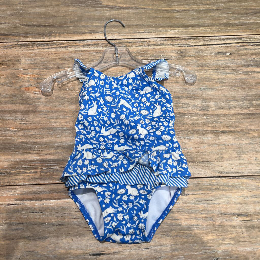 Baby Boden blue bunny skirted swimsuit 3-6m