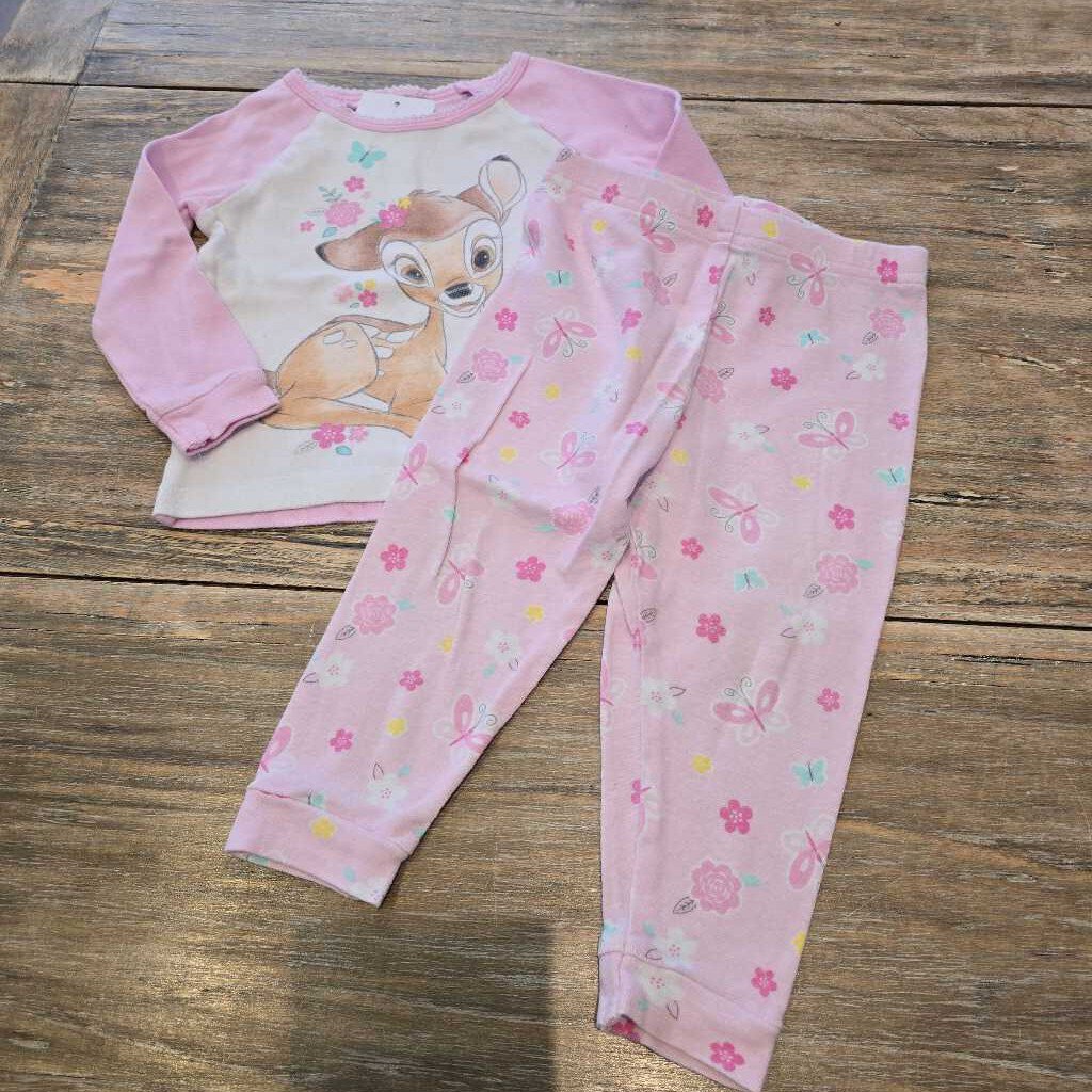 Disney white pink cotton Bambi Pant LS pyjamas 18m