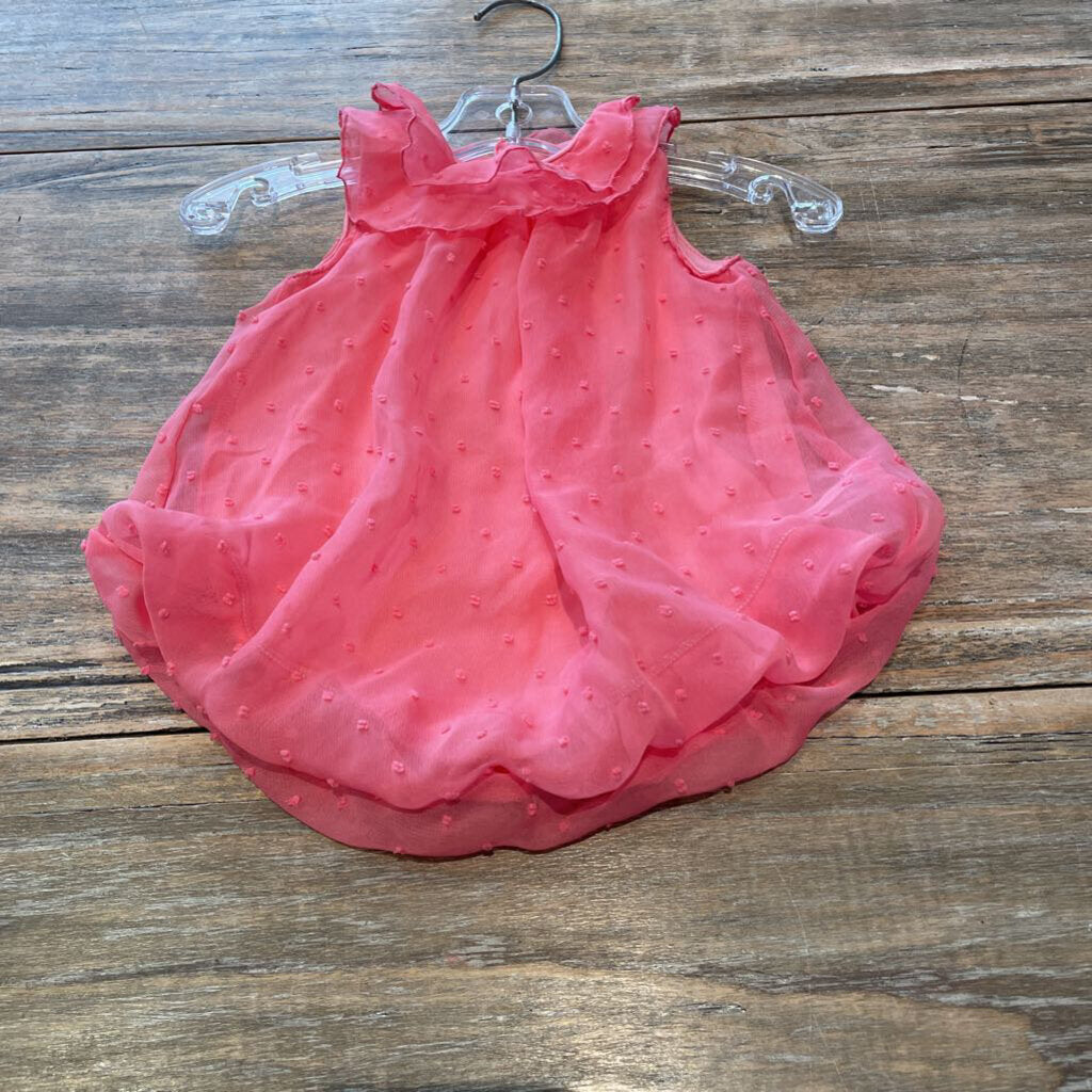 Baby Essentials Rose sheer overlay ruffle snap Poly Romper 3m