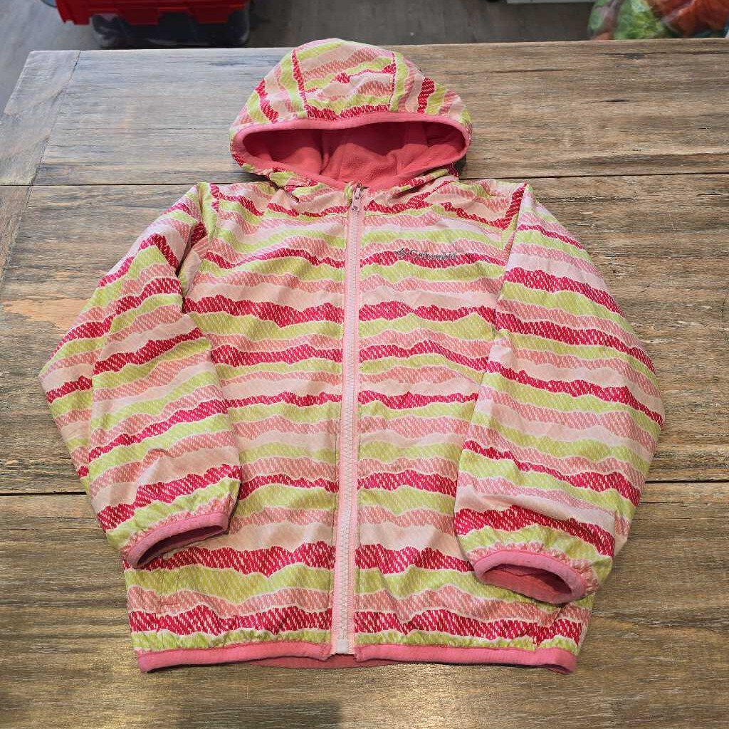 Columbia pink green fleece lined jacket 4T