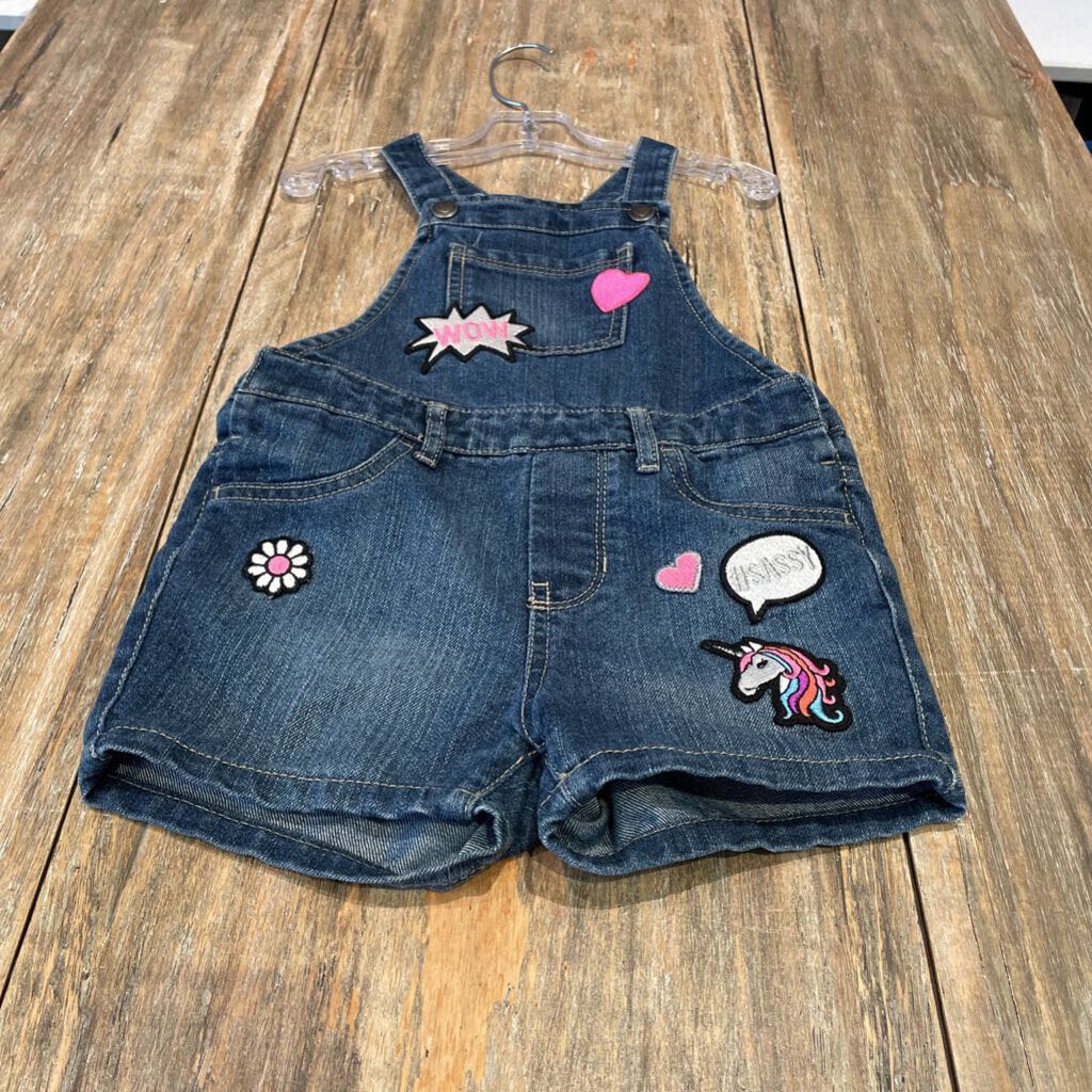 Childrens Place Denim patches short Overalls 4T