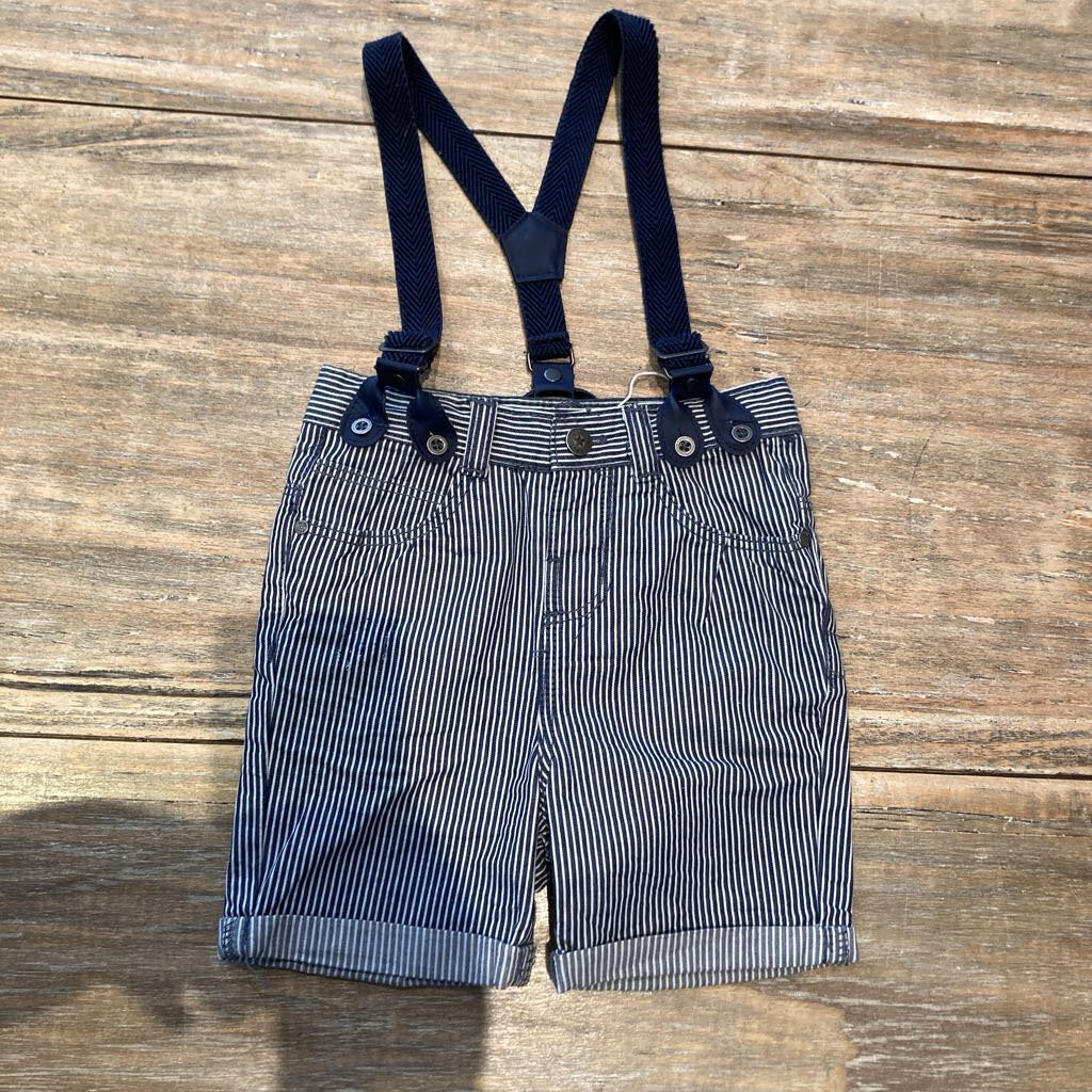 Ochestra Navy Railway Stripe Cotton Shorts w Suspenders 18m