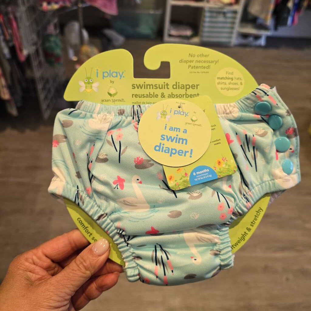 Iplay snap reusable swim diaper swan 6M