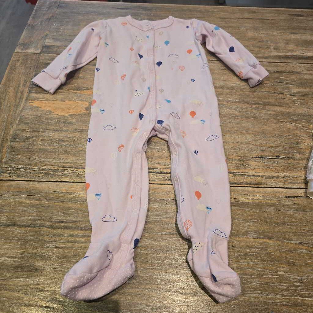Petit Lem pink airballoons button up footed sleeper 18m
