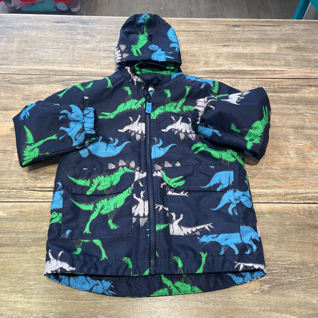 Carters Blue dino lined zip hood Poly Jacket 3T