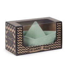 Load image into Gallery viewer, Oil &amp; Carol Origami Boat in Mint (bath toy and teether)
