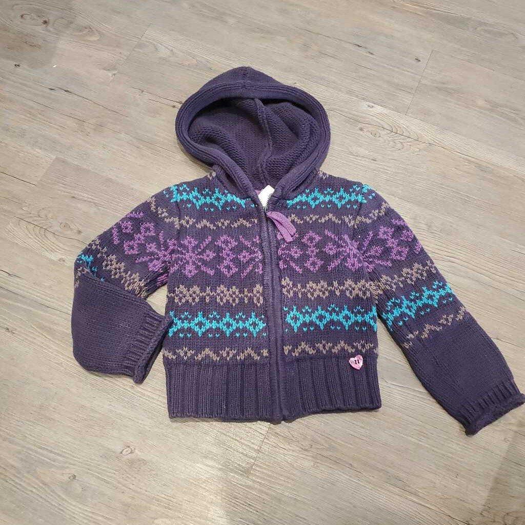 Mexx purple knit zip up sweater 5-6Y