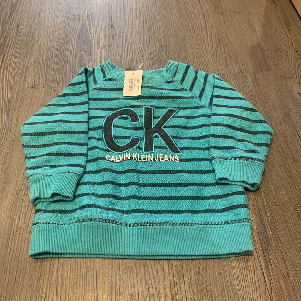 Calvin Kleing green stripe SWEATER | 6-12M