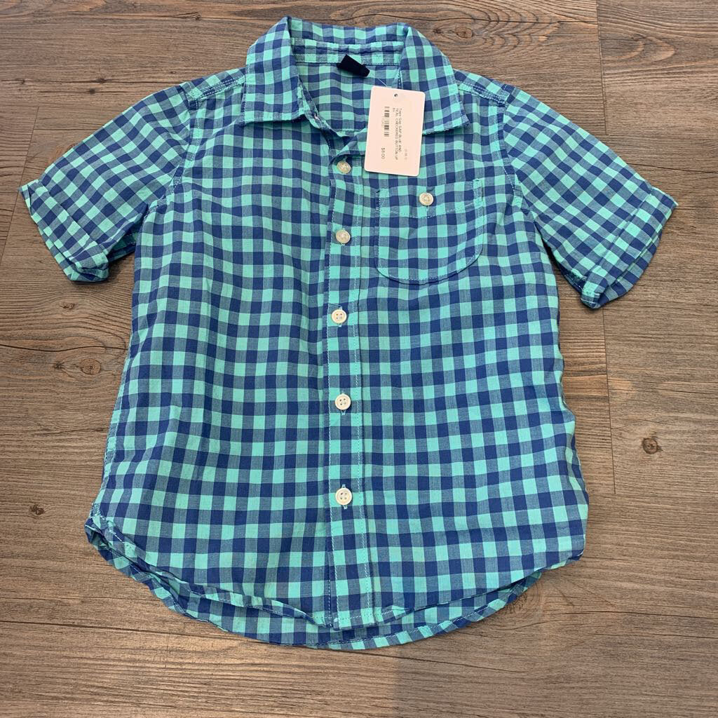 Gap blue and teal checkered short sleeve button up 5Y