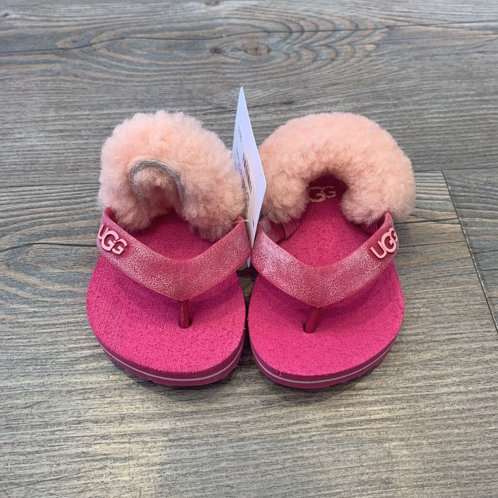 UGG Pink Fluffy sandals size 2/3, elastic