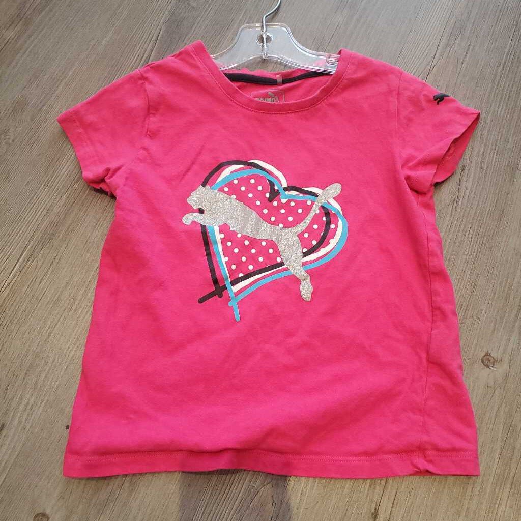 Puma pink heart cotton tshirt 6Y