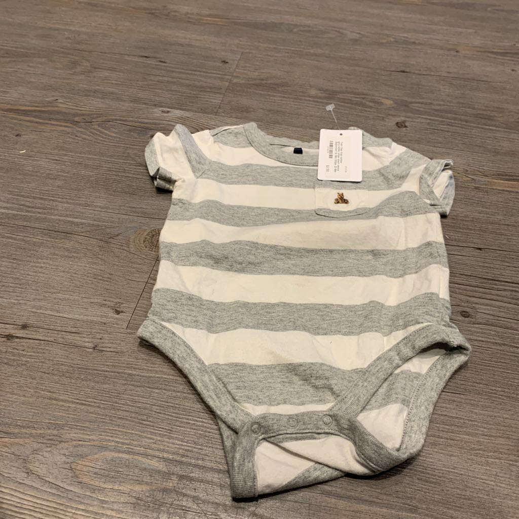 Gap cotton grey/white stripe short sleeve diapershirt 12-18m