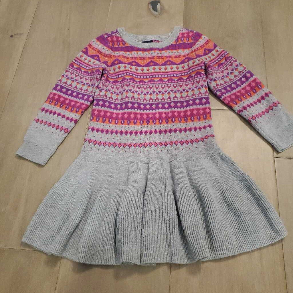 Gap grey/pink/fuschia knit sweater dress 4T