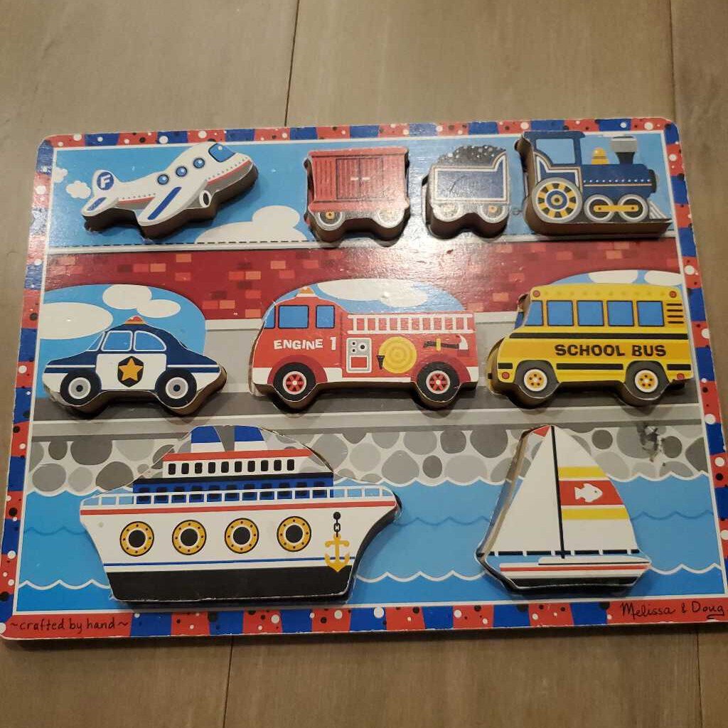Melissa and Doug chunky wooden vehicles puzzle