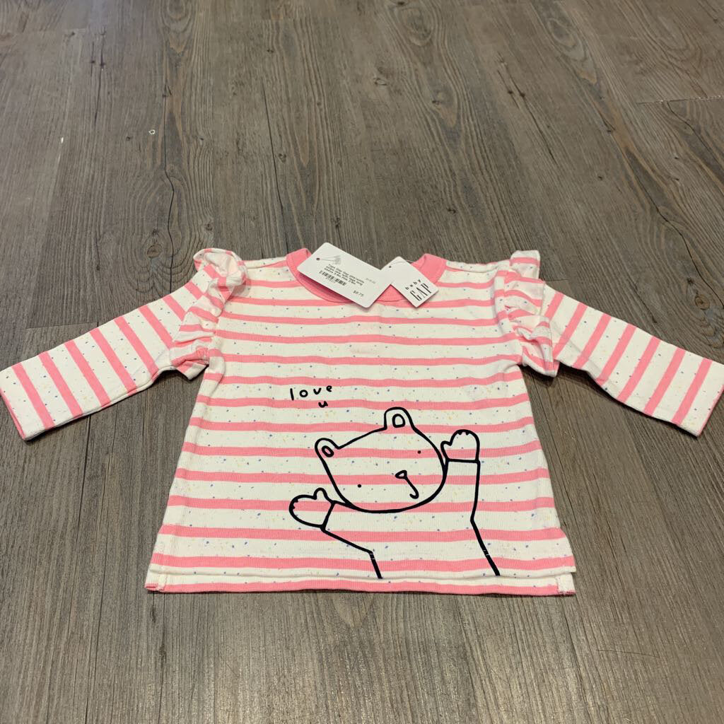 Gap pink/white stripe new with tags long sleeve 3-6m