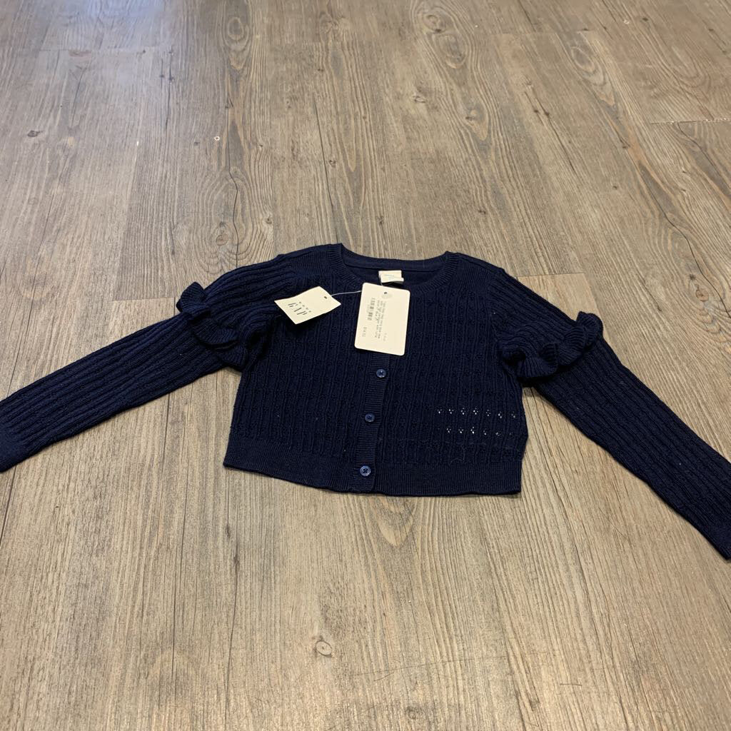Gap navy blue new with tags cardigan with ruffle detail 2T