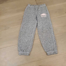 Load image into Gallery viewer, Roots grey pepper classic sweatpants with pink Roots across bum 5Y
