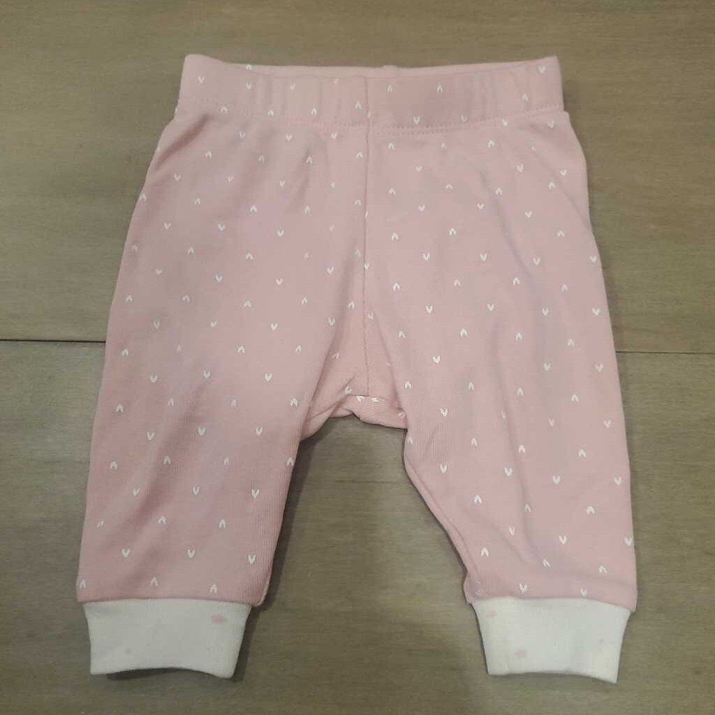 Joe Fresh cotton pink with hearts pants 0-3m