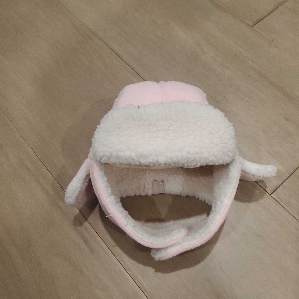 Pink trapper hat with faux shearling 0-3m