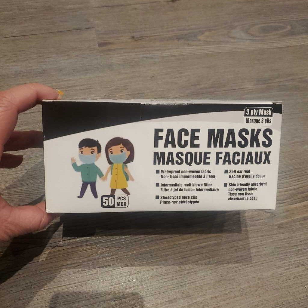 Kids 3ply black masks