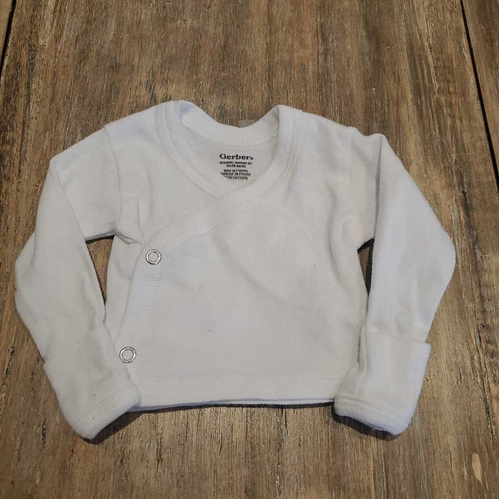 Gerber white cotton button up long sleeve Preemie
