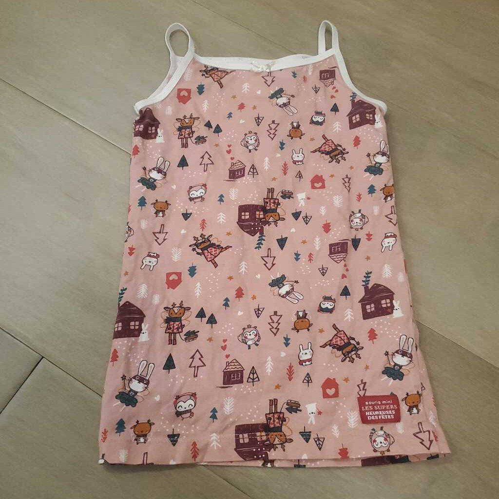 Souris Mini rose with winter animals stretchy tank 6-7Y