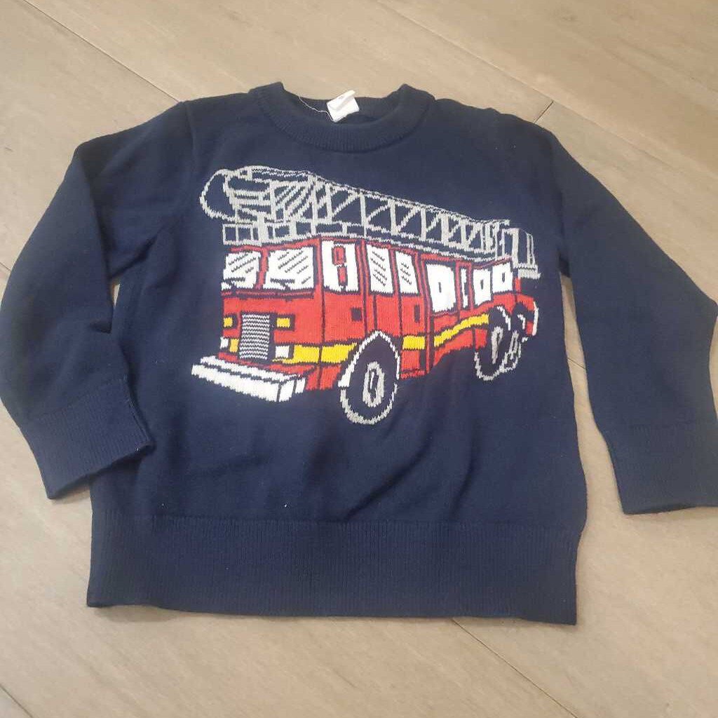 Gap navy blue fire truck sweater 4T