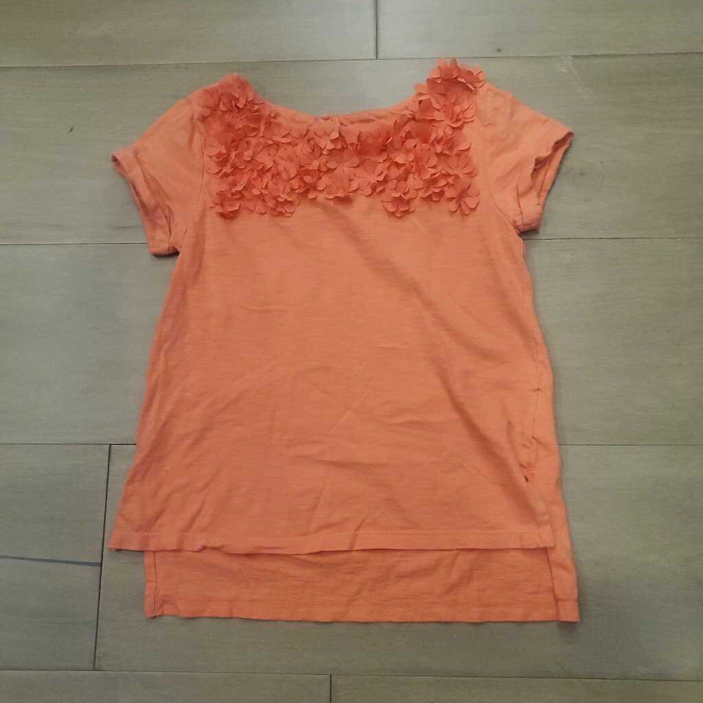 Gap coral cotton tshirt with floral detail 8Y