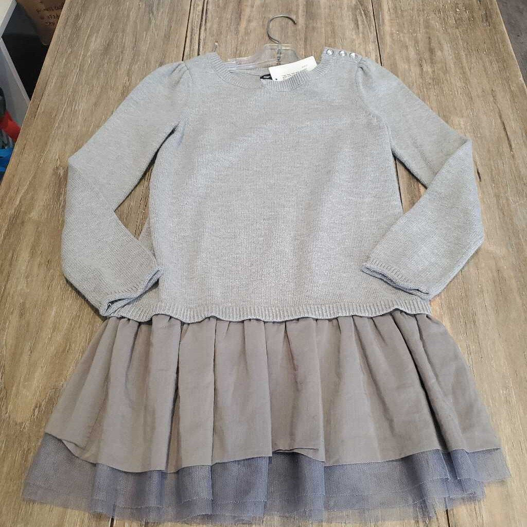 Gap grey sweater dress with tulle skirt 8Y