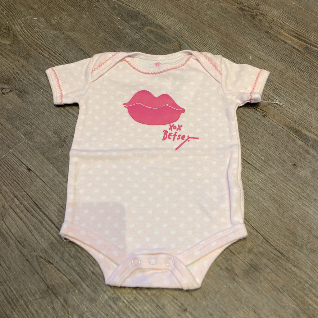 Betsey Johnson Pink with White Polka Dot Onesie 3-6m