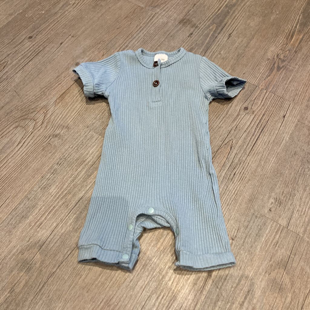 Teal Blue Ribbed Cotton Romper 6-9m