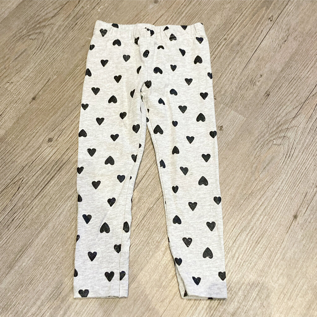 Carters grey leggings with black hearts 3T