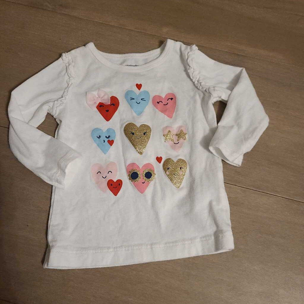 Carters white cotton long sleeve with hearts 6m