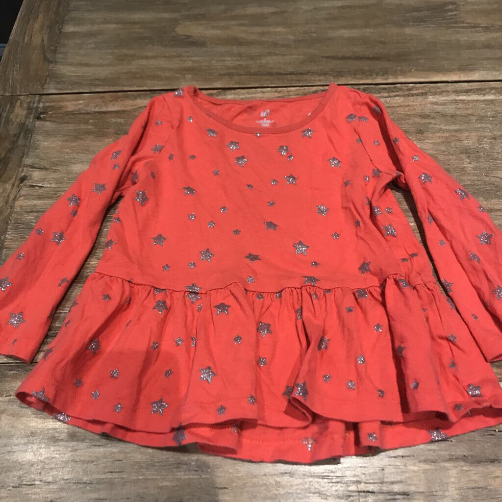Gap coral cotton long sleeve with stars 3T