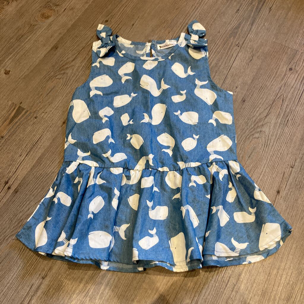Minihuahua Faux Denim 'Whales' Dress 3T