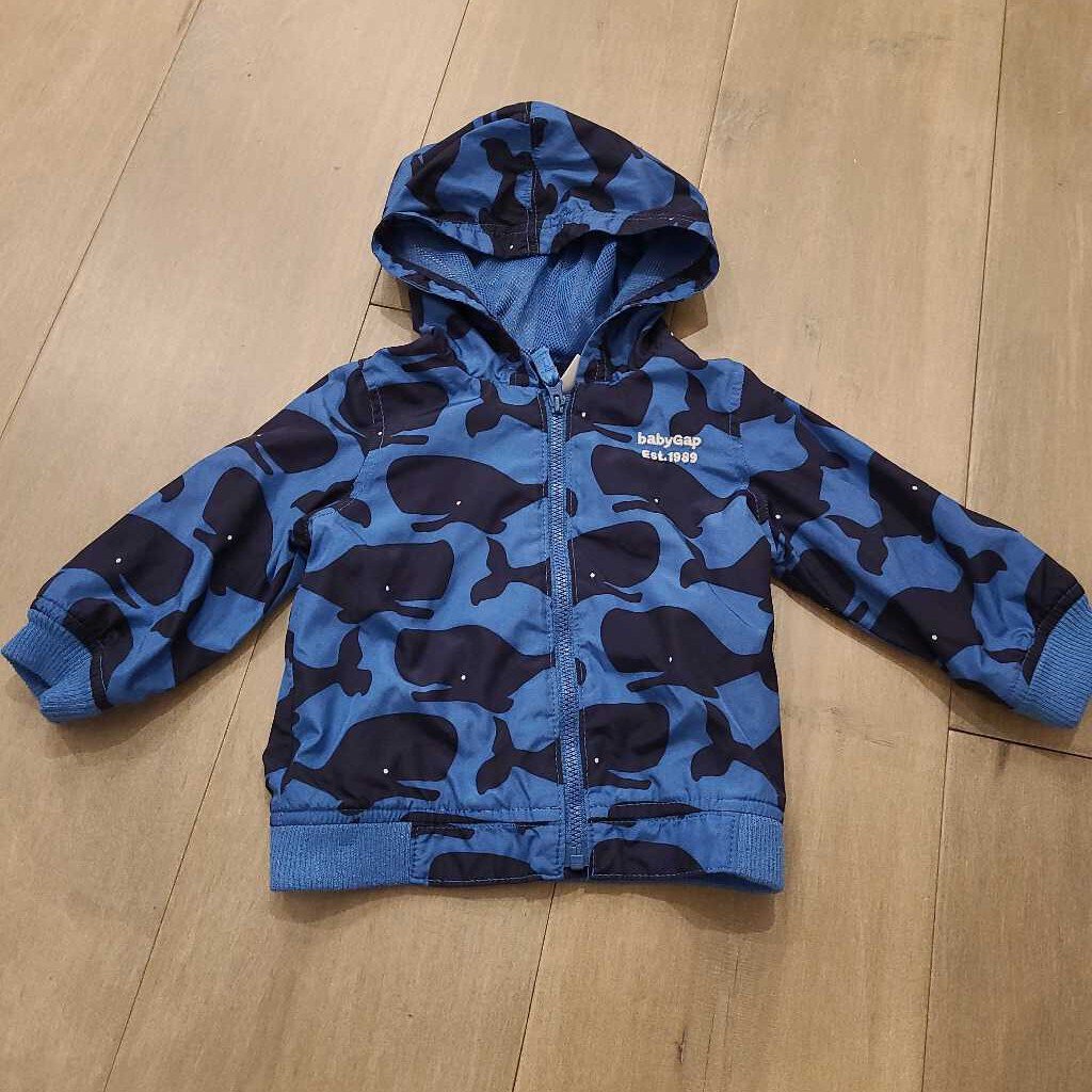 Gap blue whale spring jacket with hood 6-12m