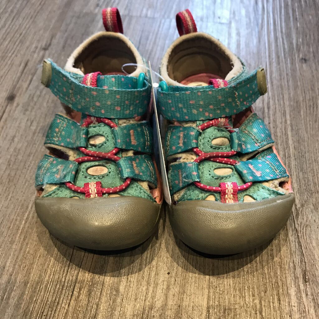 Keen Turquoise pinkdots Velcro Shoes 5
