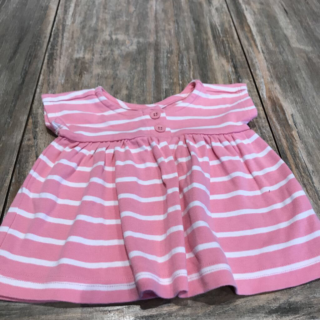 Hamma Cotton Pink whtstripe Dresses 3-6m