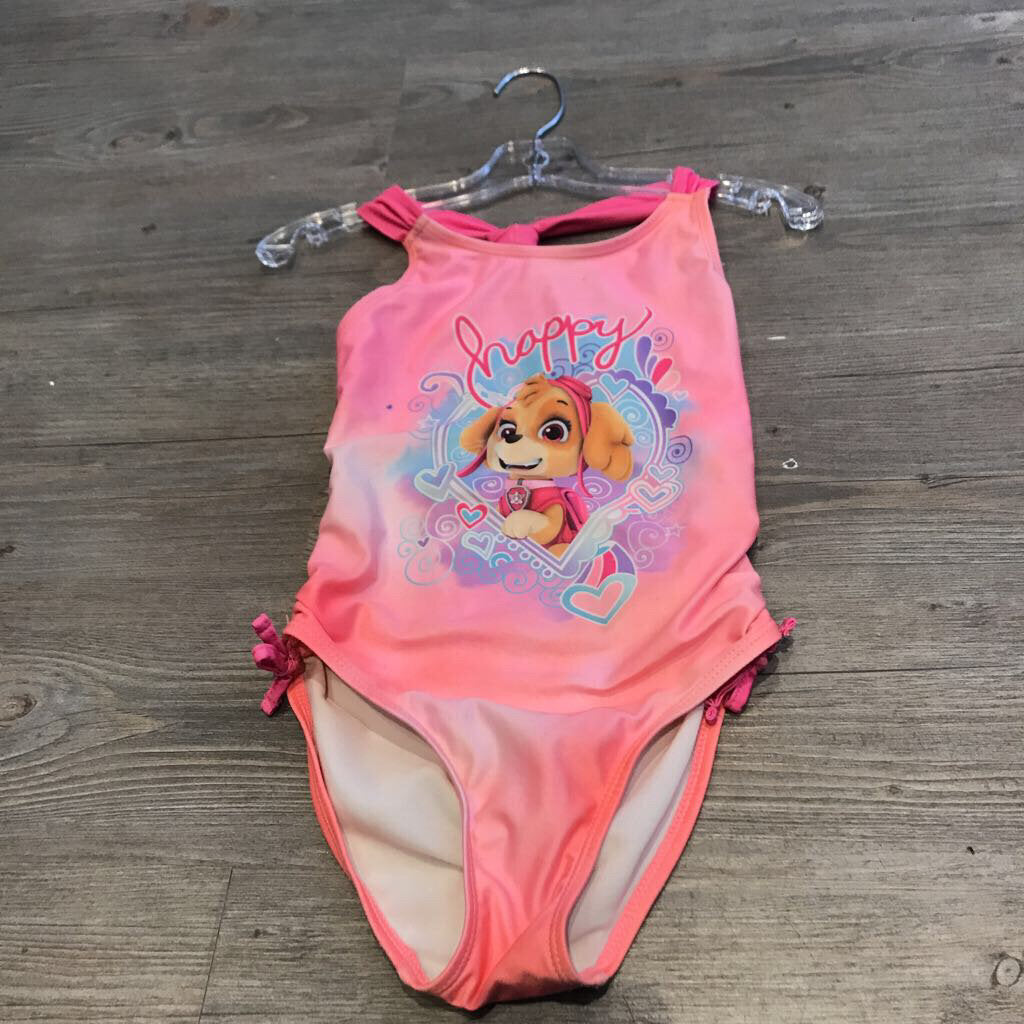 Paw Patrol pink swimsuit 6Y (small stain)
