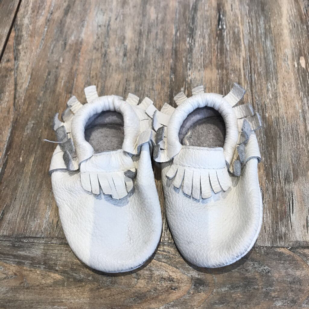 Minimoc Leather Cnd/made White 6-12m