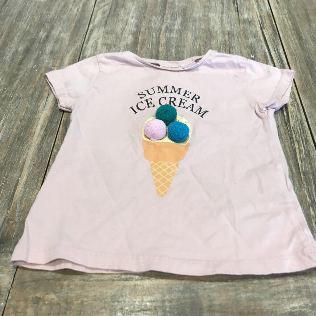 Zara Pink 'summer ice cream' 3-d/scoops Tshirt 12-18m