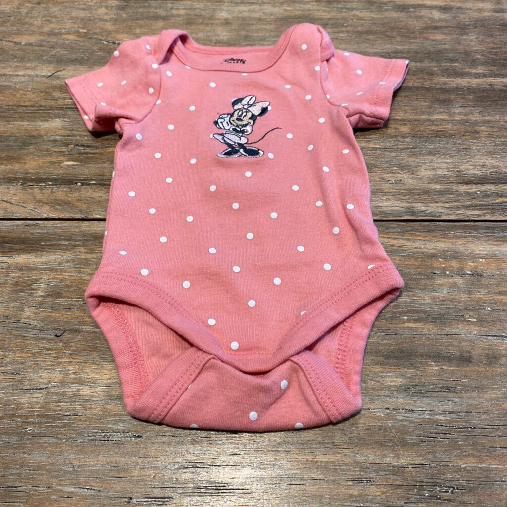Disney pink and white polka dot minnie mouse diaper shirt newborn