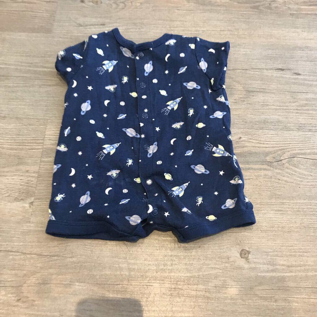 Carters Cotton Navy space Snap Romper 3m