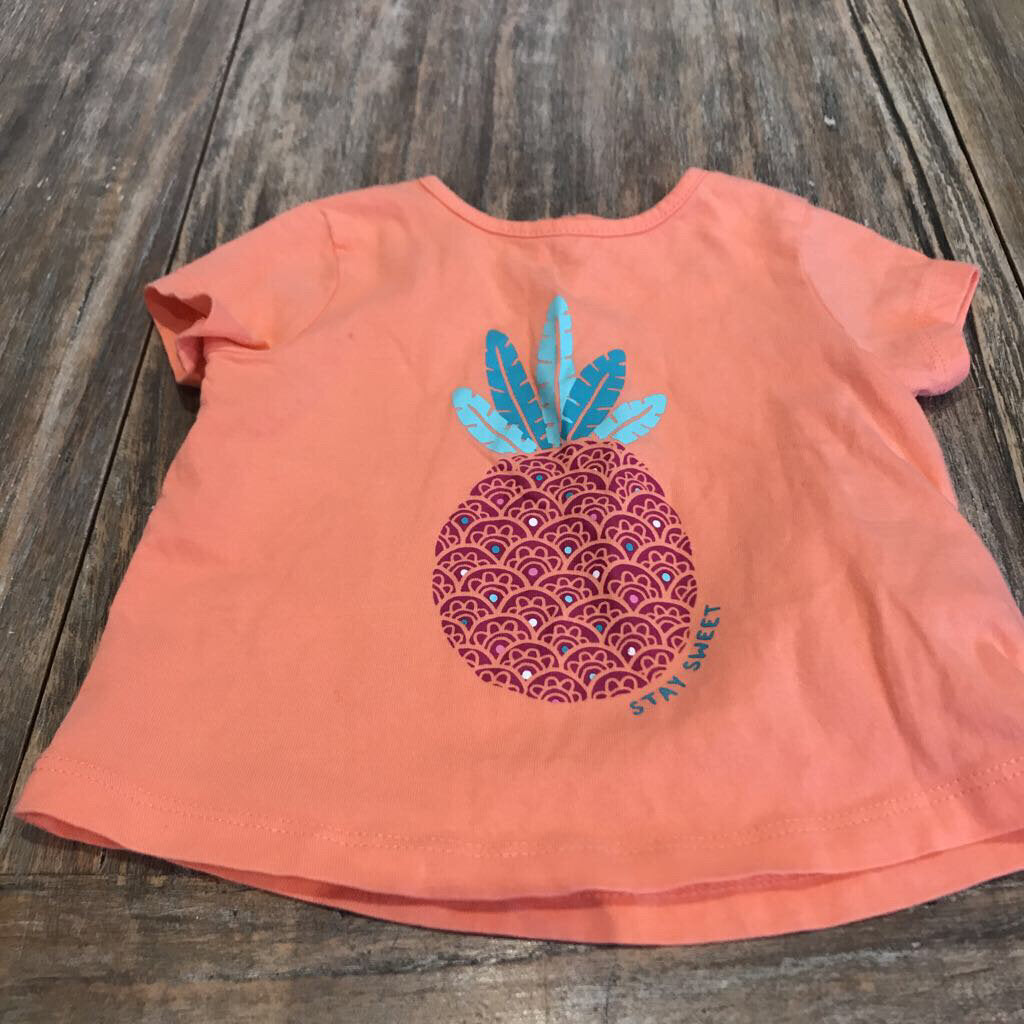 Joe Fresh cotton Peach pineapple Tshirt 3-6m