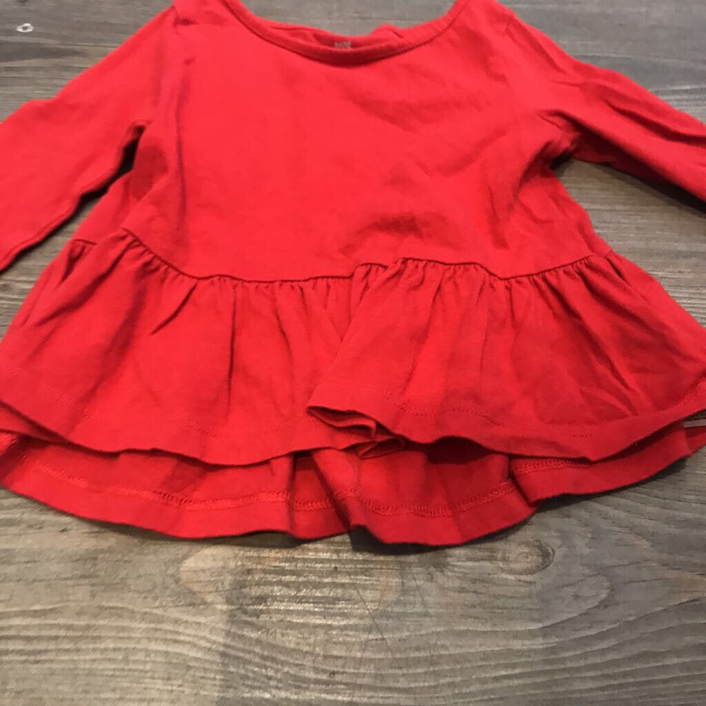 Gap Cotton Red peplum LS Dresses 6-12m