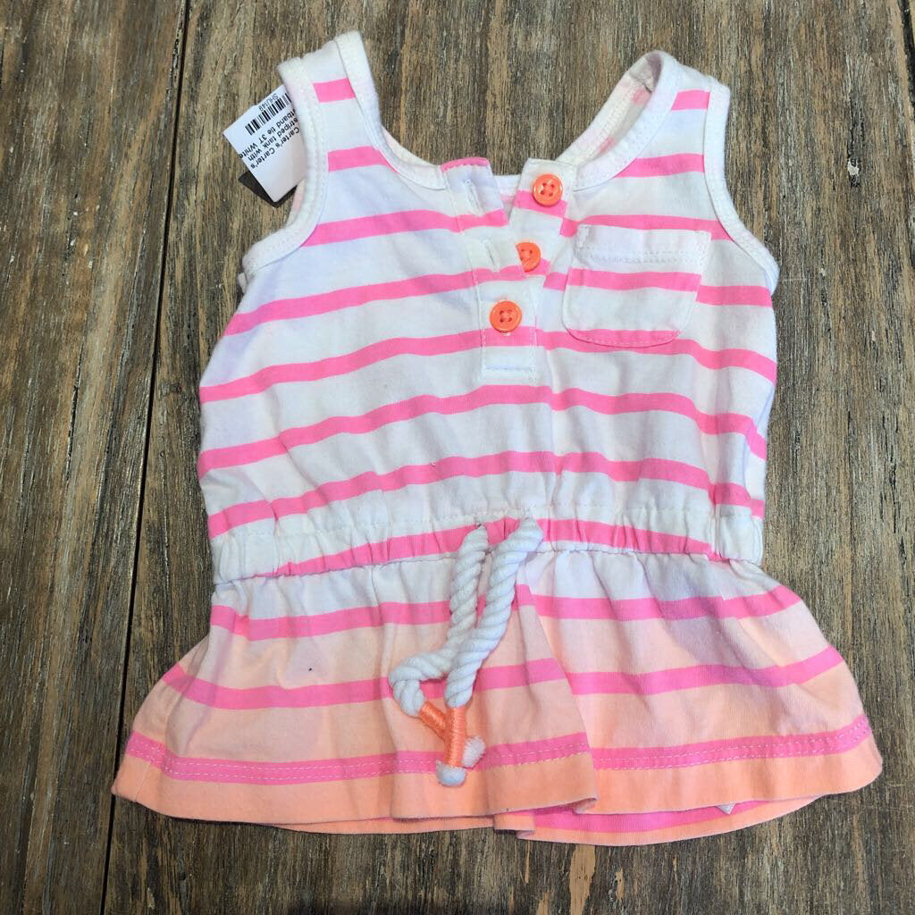 Carter's cotton Pink striped tank with waistband tie 3T